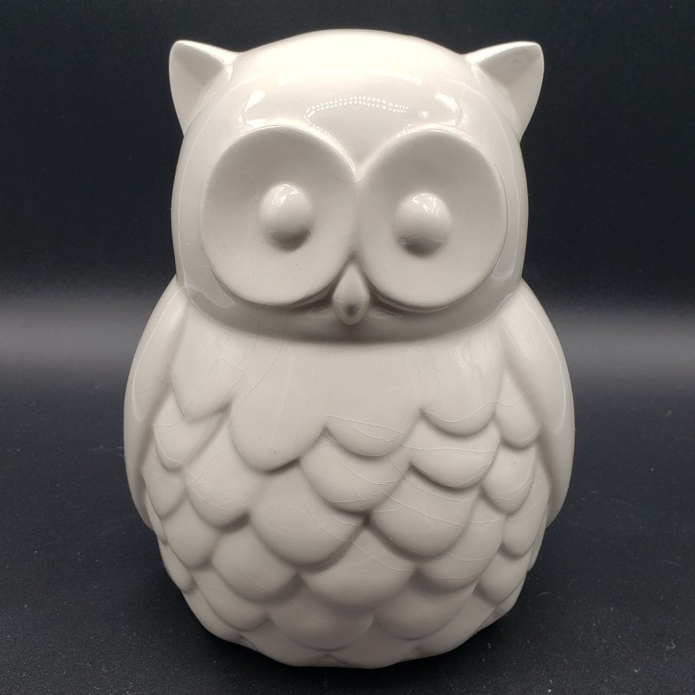 Creatology White Ceramic 7" Owl Piggy Bank w/Stopper
